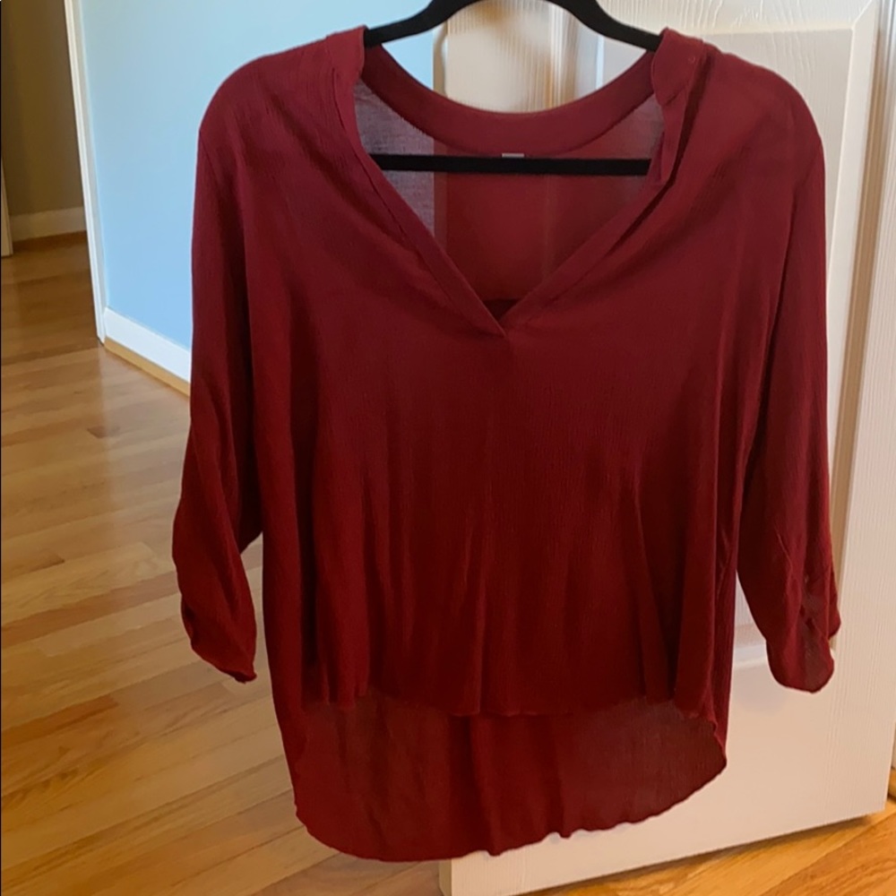 Deep red 3/4 length shirt